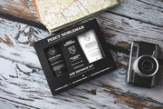 Age Defence Kit, a men's skincare set containing Charcoal Face Scrub (with Natural AHAs), ultra-hydrating Facial Serum (wi...