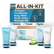 H2O Therapy Hotel Soaps & Toiletries Bulk Set | 1-Shoppe Amenities Kit | 0.85oz Shampoo & Conditioner, Body Wash, Lotion, ...