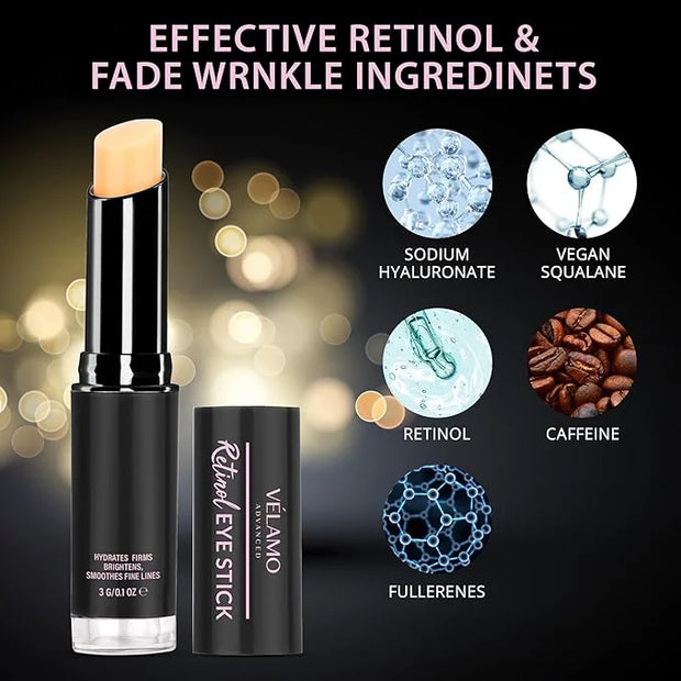 VELAMO ADVANCED Retinol Eye Stick: Retinol Eye Cream for Dark Circles and Puffiness with 1% Bakuchiol and Caffeine - Visib...