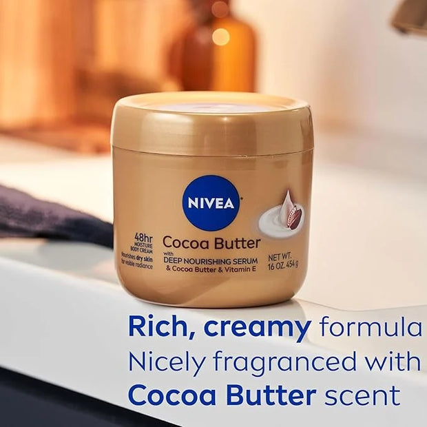 NIVEA Cocoa Butter Body Cream with Deep Nourishing Serum, Cocoa Butter Cream for Dry Skin, 16 Ounce Jar - Product Image