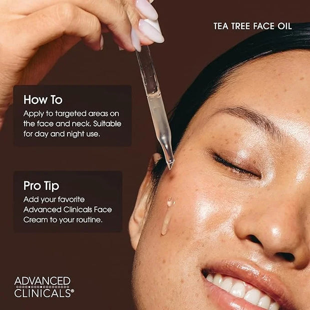 Advanced Clinicals Tea Tree Oil For Skin Facial Serum | Tea Tree Serum For Face With Vitamin E + Botanicals To Help Improv...
