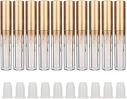 10 pcs Empty Lip Gloss Tubes, Transparent and Glod Plastic Lip Gloss Tube Containers DIY Lipstick Balm Travel Makeup Trans...