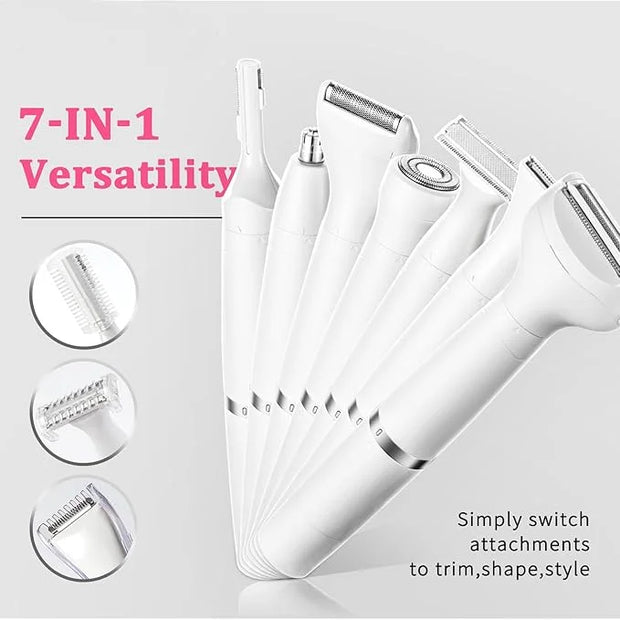 7 in 1 Facial Hair Removal and Bikini Hair Trimmer for Women Painless Electric Face Shaver Nose Eyebrow pubic Trimmer Repl...