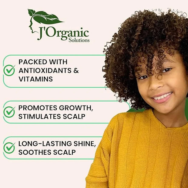J'Organic Solutions Natural Kid's Hair Growth Stimulator (Hair Grease) with Lanolin, Sweet Almond Oil, and Castor Oil for ...