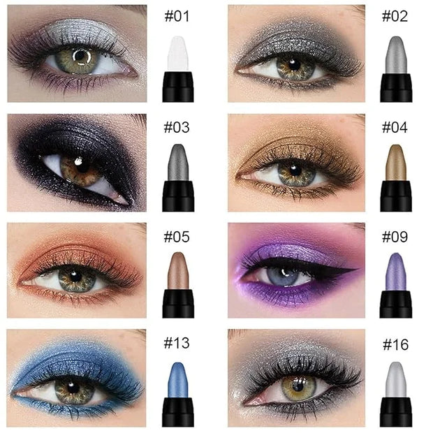 Colorful Shimmer Eye Shadow Stick Glittering Eye Shadow Sticks Set with Retractable and Waterproof Eyeshadow Pencil for Lo...