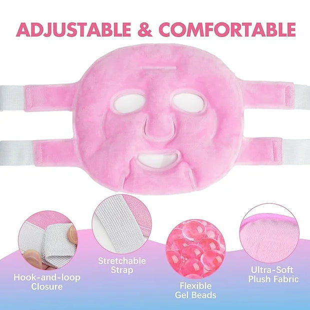 LotFancy Face Ice Pack, Reusable Ice Face Mask, Gel Bead Cold Face Eye Mask, Hot Cold Compress for Puffiness, Facial Routi...