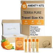 Terra Pure Amenity Kit | Boxed Hotel Toiletries Bulk Set | 1 oz Shampoo, Conditioner, Lotion, Body Wash & Cleansing Bar | ...