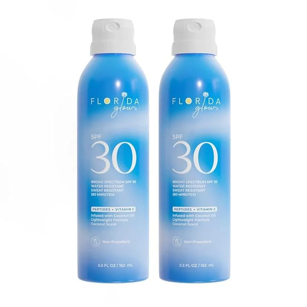Florida Glow SPF 30 Sunscreen Spray - Hawaii 104 Reef Act & Florida Keys Compliant Broad Spectrum Water Resistant Sport Su...