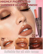 Hydrating Shimmer Lipstick,Moisturizing Jelly Lip Gloss,Nude Brown Lipstick Pen,Long Lasting Waterproof Tint Lip Balm Plum...