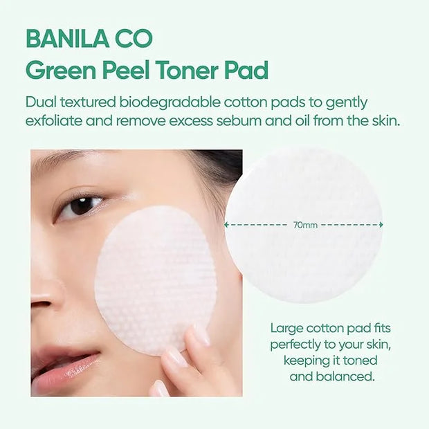 BANILA CO Clean it Zero Green Peel Toner Pad | Vegan Korean Dual Textured for Gentle Exfoliating | Green Complex and LHA t...