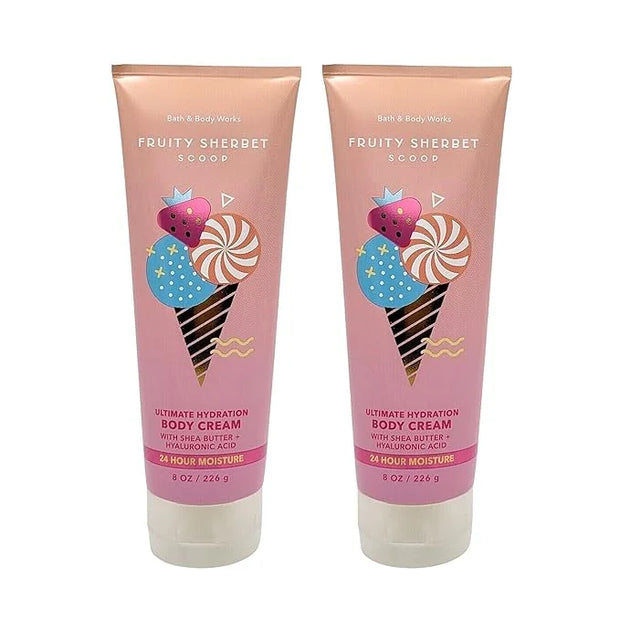 Bath & Body Works Ultimate Hydration Body Cream (Fruity Sherbet Scoop), 8 Ounce (Pack of 2) - Product Image
