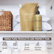 Terra Pure Spa Collection 1 Liter Body Wash Refill Bag For Soap Dispensers | Bulk Toiletries for Vacation Rentals, and Hom...