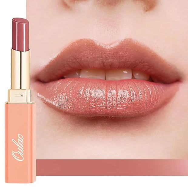 Oulac Shine Red Lipstick for Women, 2 in 1 Glossy Light Red Tinted Lip Balm, Hydrating Lipstick for Dry Lips, Moisture Shi...