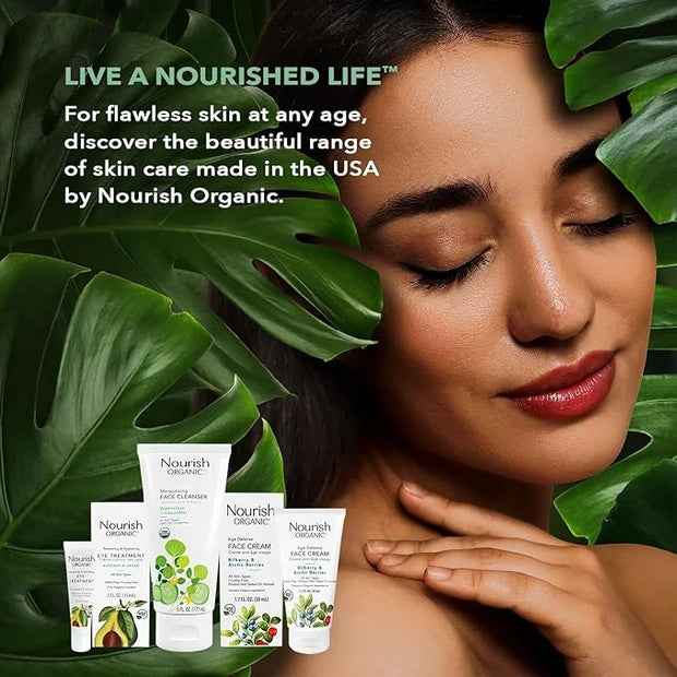 Nourish Organic Eye Treatment, Bilberry & Arctic Berries – Age Defense Under Eye Cream with Vitamin C + Washable Cotton Ro...