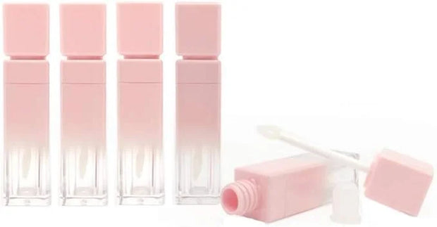 5 Pcs 8ml Gradient Pink Lip Gloss Tubes Empty Refillable Plastic Lipstick Vials with Brush Lip Gloss Storage Containers fo...