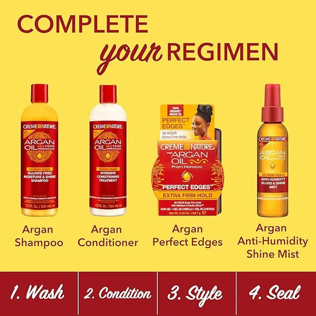 Creme of Nature with Argan Oil From Morocco Perfect Edges Hair Gel, 24 Hour Hold with Moisture and Exotic Shine, Extra Fir...