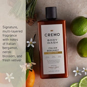 Cremo Body Wash Men, Notes of Italian Bergamot, Neroli Blossom, and Fresh Vetiver, Rich-Lathering Italian Bergamot, 16 Fl ...