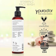 PURA D'OR Vitamin C Face Wash (8oz x3 = 24oz) Antioxidant Rich Facial Cleanser For Radiant Glow & Even Skin Tone - Gentle,...