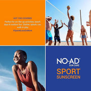 NO-AD SPF 50 SPORT Sunscreen Lotion | Hypoallergenic | Broad Spectrum UVA/UVB Protection | Water Resistant | Octinoxate & ...