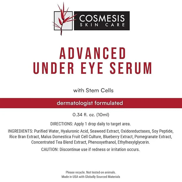Advanced Under Eye Serum with Stem Cells - Reduce Wrinkles, Moisturize & Nourish - Pomegranate, Blueberry & Seaweed Extrac...