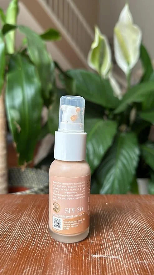 Jessica Wellness Mineral Sunscreen + Hydrating Serum with Broad Spectrum SPF 30 & Antioxidants, Oil-Free, Fragrance Free, ...