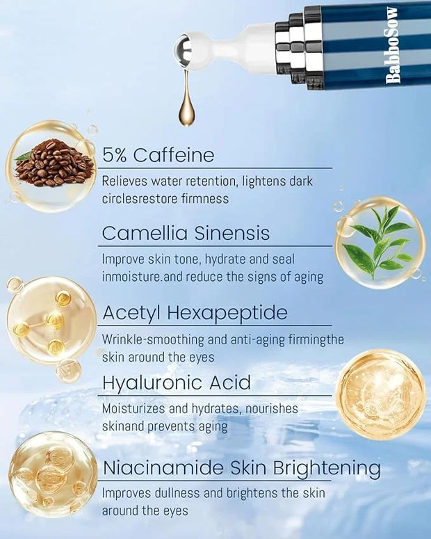 Caffeine Eye Cream and 24K Gold Eye Mask (20 pcs): Under Eye Serum for Dark Circles and Puffiness Eye Care Eye Serum Anti ...