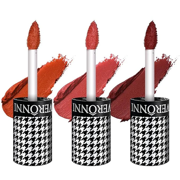 VERONNI Velvet Lip Mud Gloss Set,Matte Lipstick Multi-Purpose Long Lasting Lipgloss Set, Non-Sticky Gloss Smooth Pack Of 3...