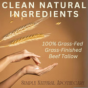 Beef Tallow for Skin Care, Face, Hands - Natural Moisturizer - Whipped - Organic Grass-Fed Beef Fat - Vitamins A, D, E, K ...