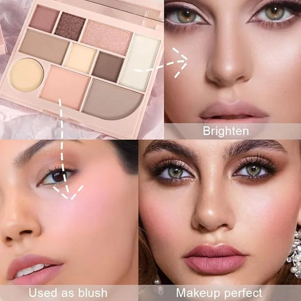 Shimmer Matte Eyeshadow Palette.Longwearing Highly Pigmented Natural Beige