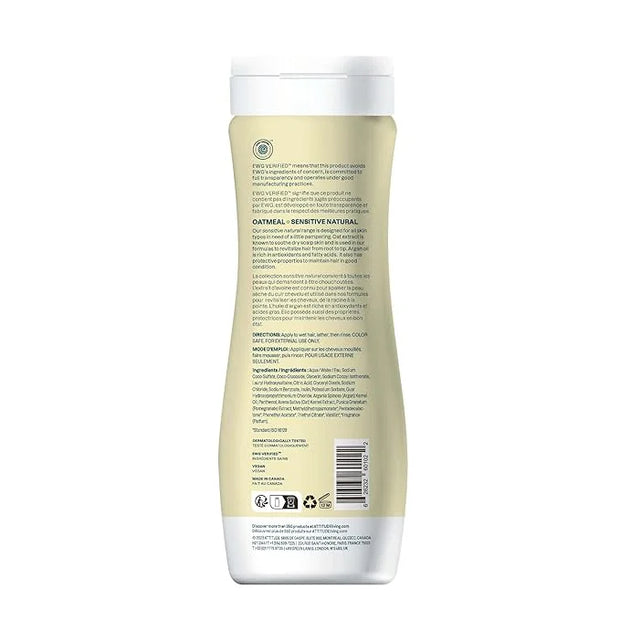 ATTITUDE Hair Shampoo for Sensitive Dry Scalp, EWG Verified, Soothing Oat, Protects Color, Naturally Derived Ingredients, ...