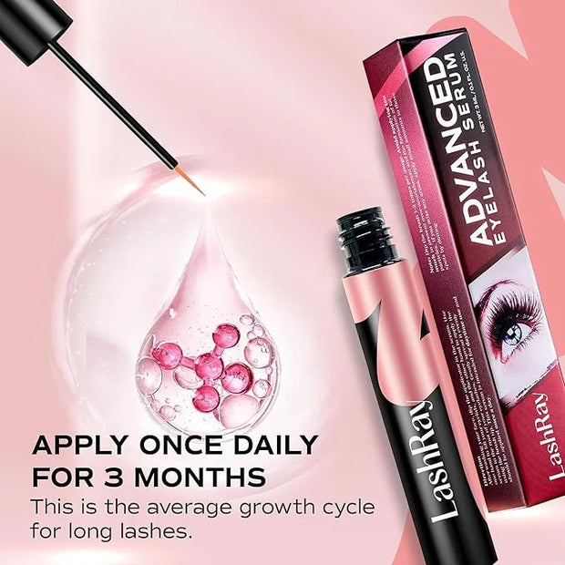 Lash Serum for Eyelash Growth: LashRay Eyelash Enhancing Serum to Grow Longer Thicker Eyelashes and Eyebrows - Product Image