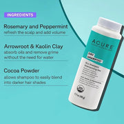 Acure Dry Shampoo - Brunette to Dark Hair, Powder Care to Refresh Treated Color Tinted Hair & Extend Cleansing with Cocoa ...