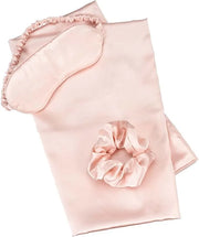 Vegan Silk Sleep Set, Silky Pillowcase with Large Scrunchie and Eye Mask for Hair and Skin, Self Care Essential Satin Nigh...