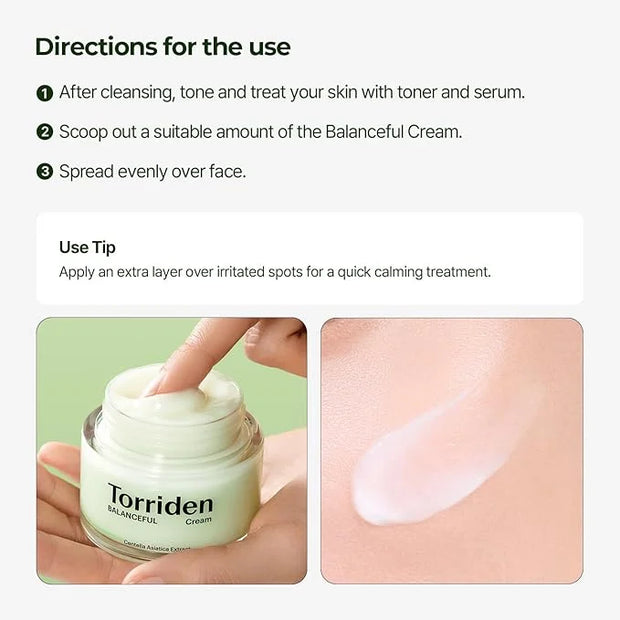 Torriden BALANCEFUL Cream 80ml (2.70 fl.oz.) | Soothing and Nourishing Moisturizer for Oily and Sensitive SKin | 5D CICA, ...