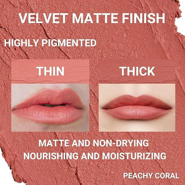 Oulac Nude Matte Lipstick for Women, Lipstick & Blush Duo, Peach Creamy Soft Satin Finish Lipsticks, Moisturising Formula,...