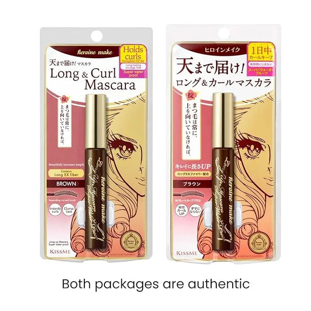 HEROINE MAKE by KISSME Mascara Duo Set | 2 Full-Size - Long & Curl Up | Waterproof Mascara Brown, Lengthening & Volume Fib...