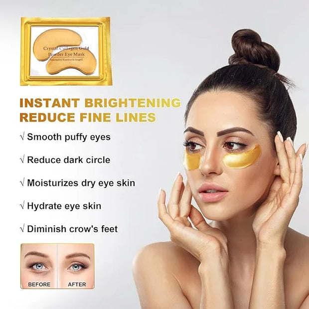 CCbeauty 24 Packs Lip Masks & Eye Mask Bulk,24K Gold Under Eye Patches for Puffy Eyes,Dark Circles,Collagen Eye gel Pads f...