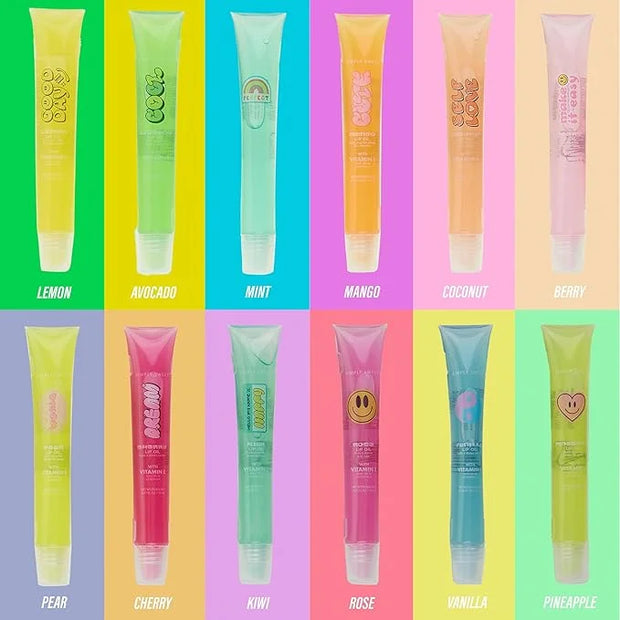 EXPRESSIONS 12pc Lip Oil Set –Hydrating Lip Care with Vitamin E | Fruit Flavored Lip Gloss For Girls, Safe and Non-Toxic L...