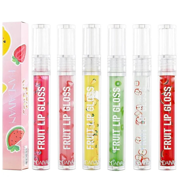 6 Pcs Fruity Lip Oil, Hydrating Moisturizing Shiny Lip Glaze, No Sticky Hydrating Lip Gloss Tinted Lip Balm, Lightening Li...