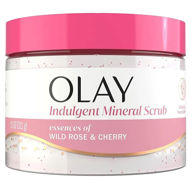 Olay Body Indulgent Mineral Scrub, Skin Exfoliating & Massaging Pearls, Nourishing Soft & Gentle Formula, Renewing BHA, Vi...