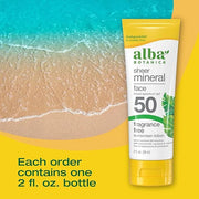 Alba Botanica Sunscreen for Face, Fragrance-Free Sheer Mineral Face Sunscreen Lotion, Broad Spectrum SPF 50, Water Resista...