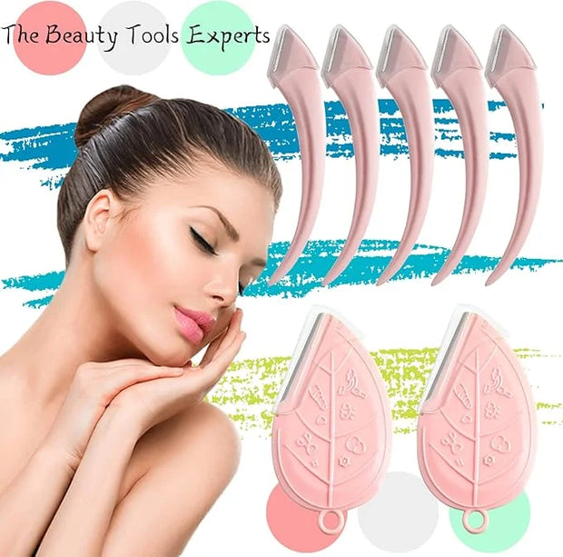 ONEUPIN 12PCS Eyebrow Trimmer Set Stainless Steel Leaves Curved Eyebrow Razor Trimmer Facial Shaver Razor Brow Shaper Suit...
