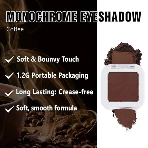 Kaely Pressed Single Eyeshadow Makeup, Coffee Matte Highly Pigmented Monochrome Eye Shadow Palette, Waterproof Neutral Pow...