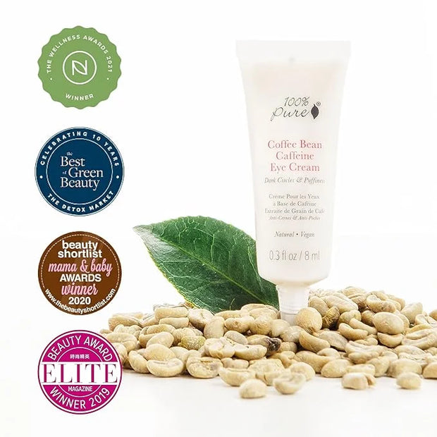 100% PURE Coffee Bean Caffeine Eye Cream Refresh & Hydrate Under Eye Treatment Reduce Puffiness, Dark Circles, Wrinkles wi...