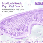 NEWGO Cooling Gel Eye Mask - Reusable Cold Pack for Puffy Eyes, Dark Circles, Migraine, Stress Relief - Purple With Soft P...
