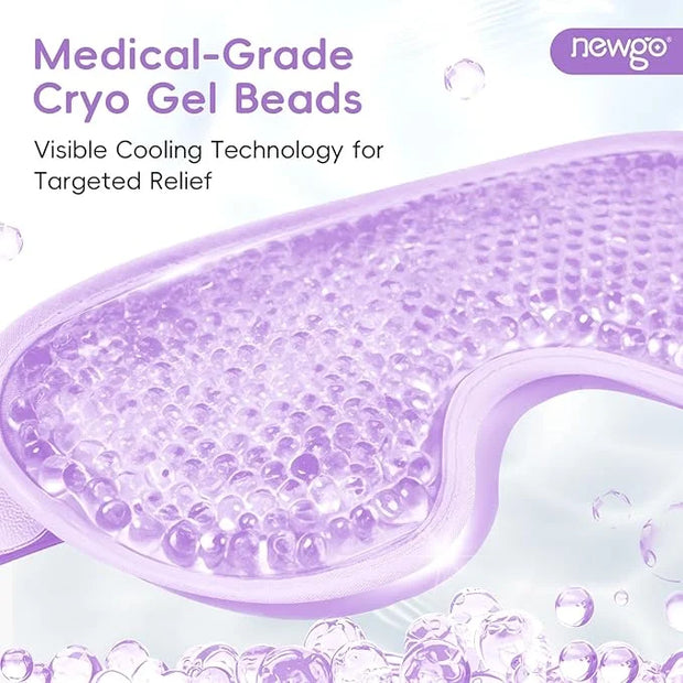 NEWGO Cooling Gel Eye Mask - Reusable Cold Pack for Puffy Eyes, Dark Circles, Migraine, Stress Relief - Purple With Soft P...