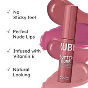 Ruby Kisses Lip Gloss Butter Bomb Gloss Non-Sticky Lip Gloss Vitamin E Natural Nude Lip Makeup - 7.8mL (0.26 US fl.oz) (Fl...