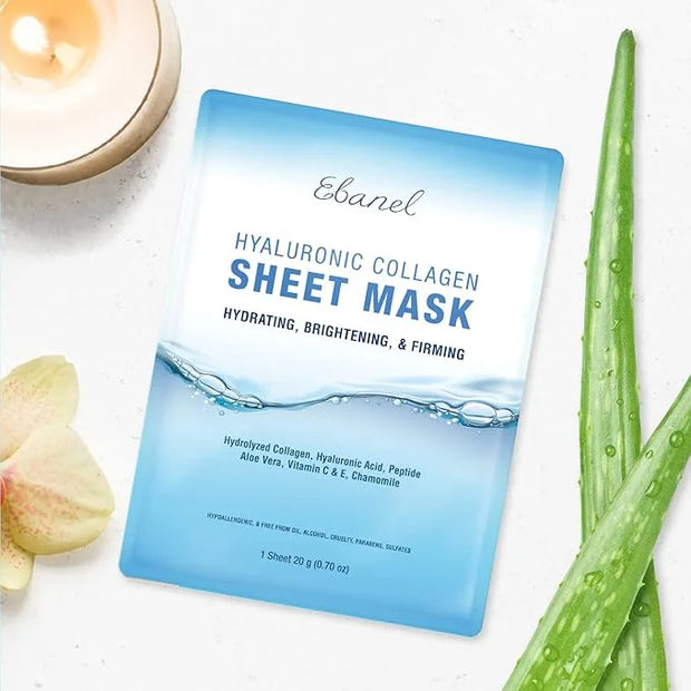 Ebanel 40 Pack Collagen Peptide Hydrating Face Masks, Instant Brightening Firming Anti Aging Face Sheet Masks, Moisturizin...