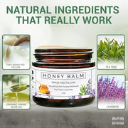 Tallow and Honey Balm, Organic Body Butter, Grass-Fed Beef Tallow for Skin, Soothing All-Natural Moisturizer for Body and ...