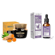 Hydrating Eye Cream & Peptide Serum Set – Turmeric + Vitamin C Eye Cream & Peptide Complex Face Serum with Hyaluronic Acid...